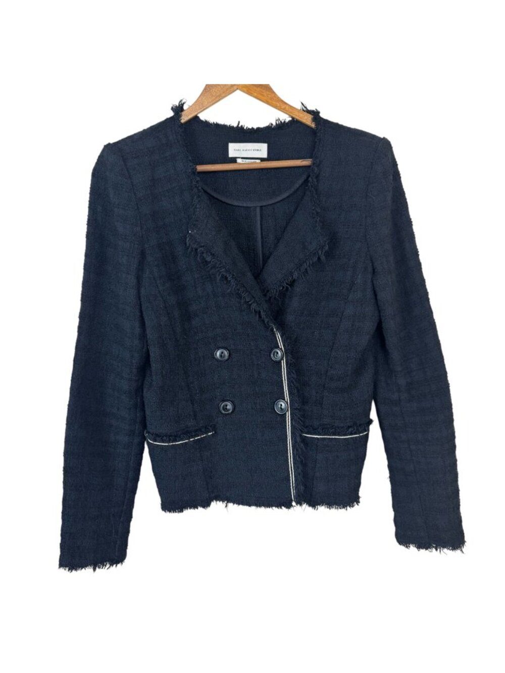 Isabel Marant Etoile Tweed Jacket Sz 38 (US 6) Flaw Black Quiet Luxury Designer